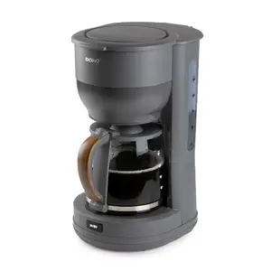 Drip coffee maker Domo Wood You DO754K — semi-auto, 1.25 L water tank, 10-cup jug, 1000 W, grey