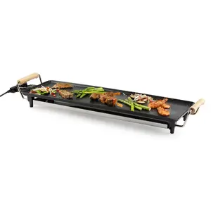 Teppanyaki hob Domo DO8312TP 1800 W, countertop, black, wood housing, 840×225×108 mm