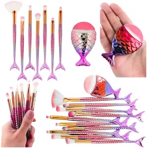 Makeup Brush Set Lean Syreni Ogon 8-piece, purple-pink handles
