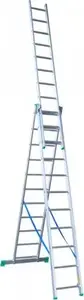 Alumīnija trīsdaļīga kāpnes Drabex 760 cm, 11+11+11 pakāpieni, modelis 4211