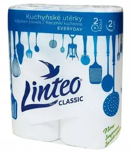 Virtuves papīra dvielis Spoco Linteo Classic — celuloze, balts, 2 ruļļi