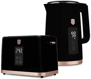 Electric Kettle and Digital Toaster Set, berlinger haus BH-9540 — 1.7 L Kettle, Black Rose