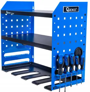 Metal 4-socket power tool shelf GEKO model 5903418301217, 4 outlets for workshop storage