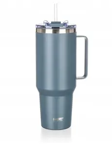 Travel Thermos Mug BANQUET TWAIN 1200 ml with Handle and Straw, Grey