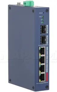 Tīkla slēdzis DAHUA CHS4206-4GT-90 — nevadāms Ethernet slēdzis ar 4 gigabitu portiem un 2 SFP augšsaišu portiem
