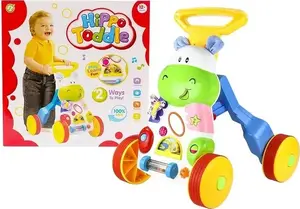 Ride-on Push Toy LEANToys Hippo with Mirror, Rubber Wheels, Model 1444