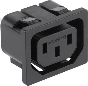 No name AC 3-pin computer power socket for panel mounting, 3-pin IEC-style connector
