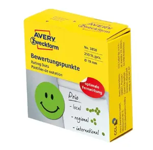 Self-adhesive circle labels Avery Zweckform 3858, green, permanent adhesive, 1.9 cm Ø, 250 pcs