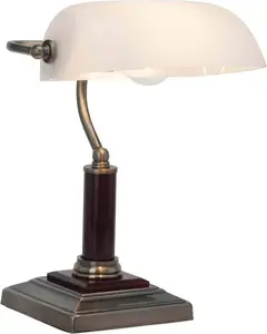 Table lamp Brilliant Bankir E27 LED, Brass and White, 1×E27, H 335mm, W 180mm