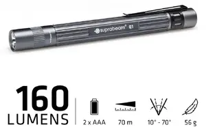 Lukturis Suprabeam Q1 — 160 lm, darbināms ar 2× AAA baterijām, kompakts