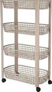 Riteņrati KOOPMAN KO410410/ALL bēšs mobilais ratiņš ar 4 groziņiem 78,8×26×46,5 cm