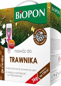 Осеннее удобрение для газона BIOPON 3 кг — средство для осеннего ухода за травой