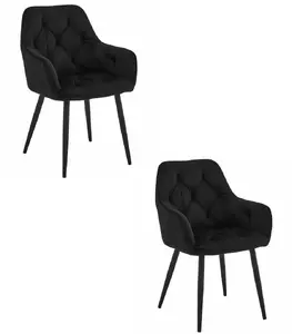 Chair LEOBERT JORK — black velvet upholstery, black legs (pair)