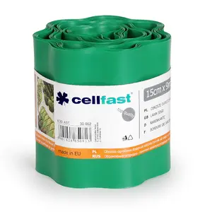 Garden edging Cellfast 15 cm x 9 m green — flexible border strip for beds and lawns