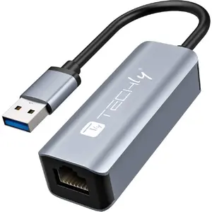 Док-станция / репликатор портов Techly IDATA USB-ETGIGA-AA — USB 3.2 Gen 1 Type-A, гигабитный Ethernet, алюминий, черно/серебристый