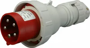 Portable 5-pin 63A 400V industrial plug SEZ IVGN 6353, red, IP67 protection