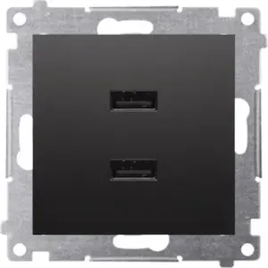 Модуль зарядного USB Kontakt-Simon Simon 54 DC2USB.01/49 — 2 x USB, 5V DC 2.1A, для 230V установки, матовый черный