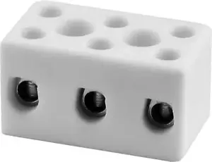 Ceramic threaded connector Simet CPO-15A-3P — 3-pole, 10 mm², white
