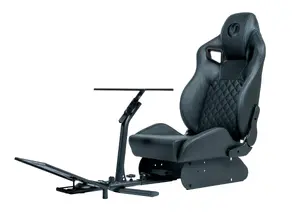 Racing cockpit nacon PCRC-RM2COBRA — black faux leather and steel racing/flight simulator accessory
