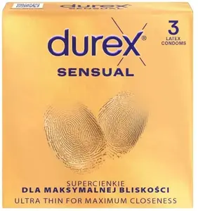 Prezervatīvi Durex Sensual superplāni 3 gab., ar lubrikantu, standarta izmērs