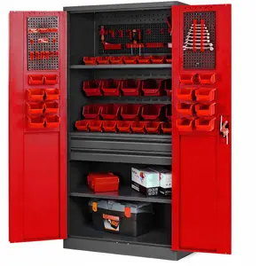 Metal workshop tool cabinet Jan Nowak SZYMON 920 x 1850 x 500 mm, anthracite-red