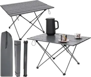 Folding Camping Table Enero 68×46×40 cm Aluminum Gray with Carry Bag