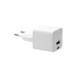 EU Wall Charger d bramante re-charge Pro — USB‑C 25W + USB‑A 18W, 110–240V, Indoor, White