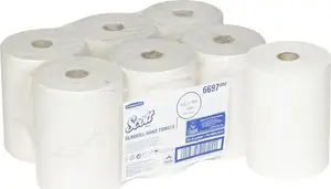 Roku dvieļi rullī Kimberly‑Clark Scott Slimroll, garums 190 m, balts