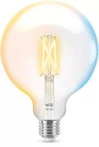 Smart filament bulb Signify WiZ Filament Bulb Clear 60 W G125 E27, Wi‑Fi, 220–240V, clear glass, Ø125 mm