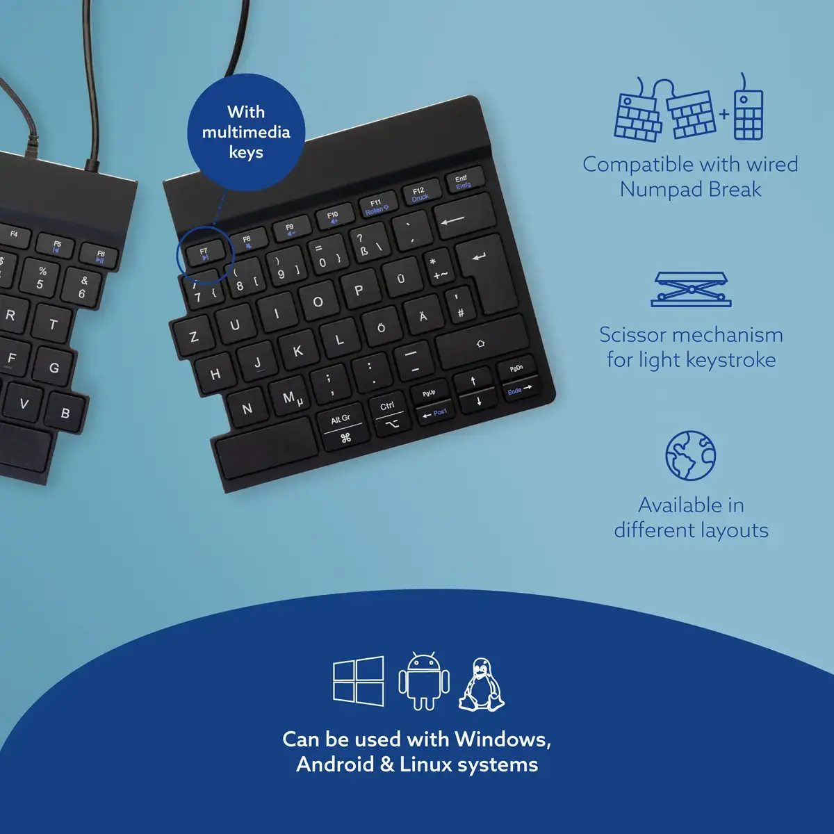 R‑GO Tools R-Go Split Break v2 ergonomiska tastatūra Photo 12