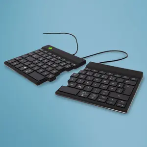 Ergonomiska mini tastatūra R-Go Tools Split Break v2 QWERTZ Vācu izkārtojums Vadu USB Šķēres mehānisma taustiņi Melna