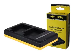 Battery charger PATONA 1969 for Canon Ixus/IXY/PowerShot, Input 5V 2.1A, Output 4.2V, Micro‑USB, Black