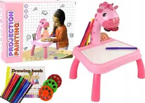 TEKA projector drawing table for learning to draw — dinosaur motif, pink