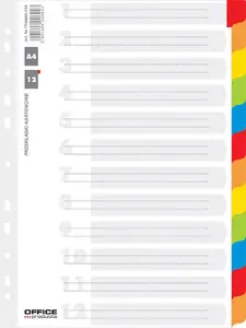 Folder dividers HERLITZ A4 laminated index dividers 12 colored tabs