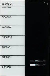 Магнитная недельная доска из стекла 40 x 60 см, NAGA — норвежский текст
