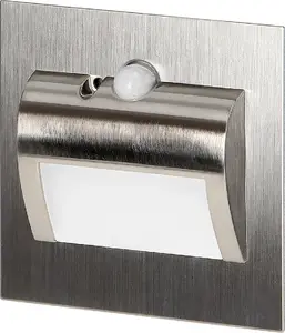 ORNO DRACO LED NEW iebūvējamais kāpnju gaismeklis 1,5W 12VDC 30lm 4000K satīns ar kustības un krēslu sensoru AD-OS-6164LR4/N