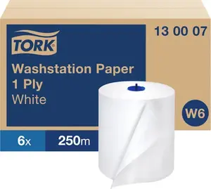 Papīra salvetes ruļļi Tork W6 (celuloze), 1 slānis, 250 m — 6 ruļļi