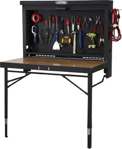 Wall-mounted workbench LIFETIME 80421, black, space-saving garage or workshop table