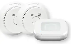 Smart smoke detector eQ-3 HomeMatic 162162A0 — wireless, interconnectable, 85 dB, 3 V lithium battery, range 200 m, Ø115×45 mm