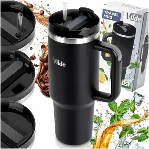 Travel thermos mug Vilde 1200 ml with handle and straw (model 259444)