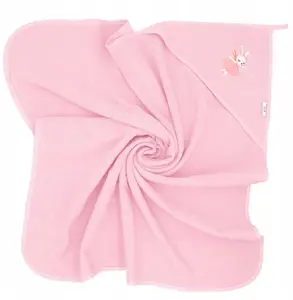 Bath Cover Bocioland 100x100 cm 'Króliczek' pink – 2278 towel wrap for infants