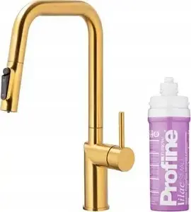 Кухонный смеситель kfa² DUERO PURE STYLE с выдвижным изливом и функцией фильтрации воды, комплект фильтра Profine Lilac S, Brushed Gold