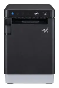 Etiķešu printeris Star Micronics mC-Label2 — tiešā termotintes drukāšana 300×300 DPI, 180 mm/s, platums 20–60 mm, Ethernet/Wi‑Fi/Bluetooth