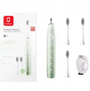 Electric toothbrush OCLEAN Flow S — Green color, compact rechargeable sonic toothbrush