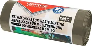 Trash Bags for Household Waste Office Products 120 L LDPE, 10 pcs, brown