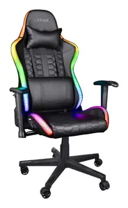 Universal gaming chair TRUST GXT 716 Rizza — upholstered seat, max load 150 kg, USB, power bank, 680×530 mm, height from 134 cm, black