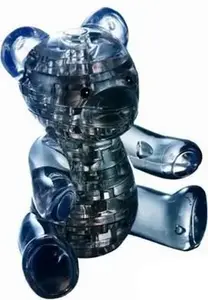 Crystal Puzzle 3D Bear Black by Bard, model 1149 — clear interlocking acrylic jigsaw pieces