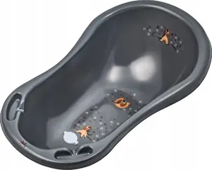 Steel Bath Tub with Drain Plug 84 cm, Maltex — Gray