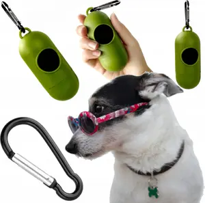 No name dog waste bag dispenser, round green, for poop bags (model dog-6)