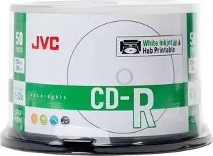 Tukša CD-R JVC 700MB 52X ar baltu virsmu inkjet druka, kārba 50 gab.
